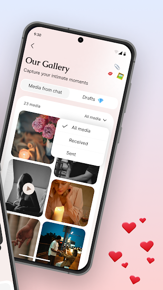 Our Gallery. Capture your intimate moments. Media from chat. Drafts.