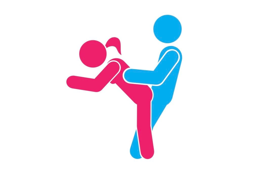 Illustration of a standing position with the wife leaning forward on a dresser